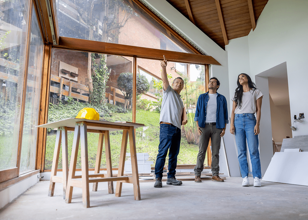 Architect explaining design plans indoors